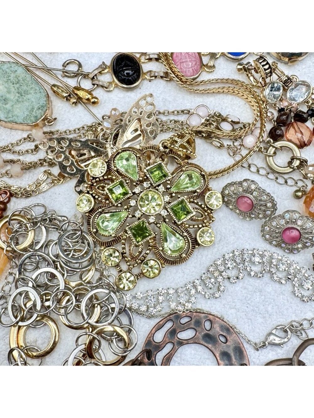 Estate 2lb Mixed Bulk Jewelry Vintage-Modern-Retro Craft Repair Wear